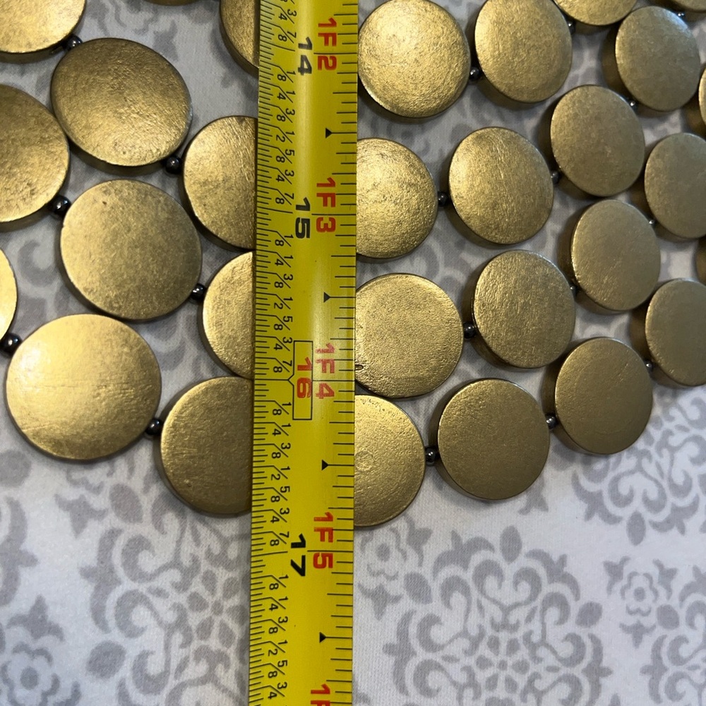 Dramatic Gold Disc Layered Statement Necklace - image 6